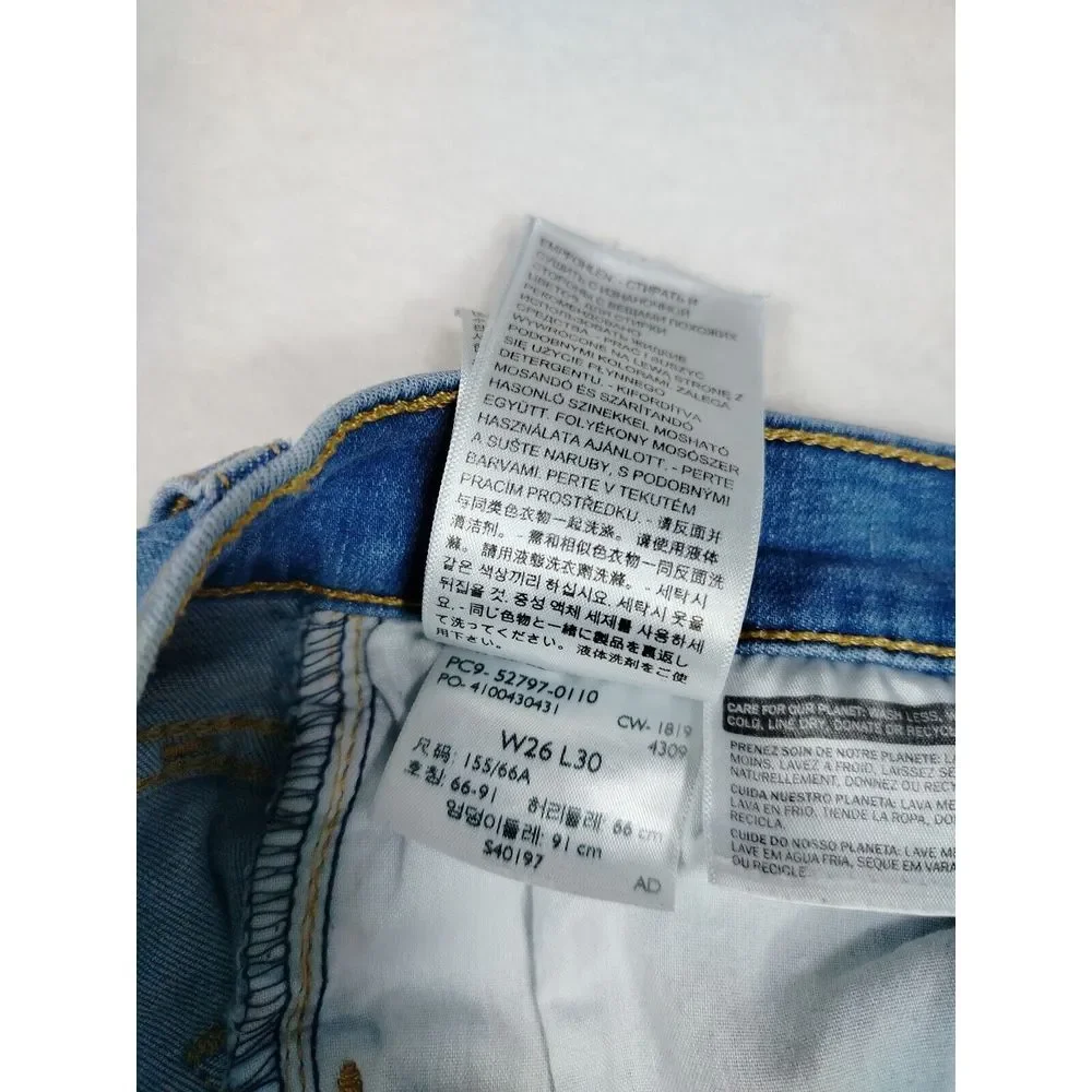 Levi Strauss Jeans Women's 26 Blue 720 High Rise Super Skinny Raw Hem Distressed